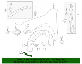 Брызговик переднего бампера правый Toyota Camry v50 12-14 usa