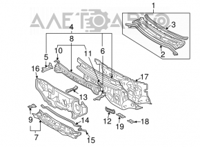 Поддон дворников металл Toyota Sienna 04-10