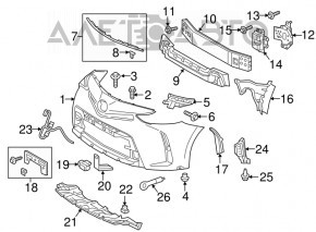 Capac bara de protecție față dreapta pentru Toyota Prius V 15-17, suport pentru semnalizator, structură, fisură în suport