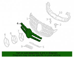 Ornament grilă radiator Mercedes Clasa C W205 300/350e 15-18 pentru cameră