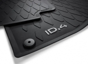 Комплект ковриков салона резина Volkswagen ID.4 21-26 черная с логотипом ID.4