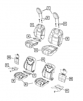 Пассажирское сидение Jeep Cherokee KL 14-18 без airbag, кожа беж