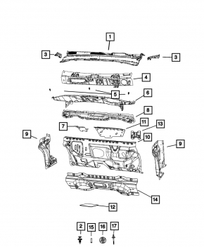 Garnitura ștergătoarelor de parbriz stânga Jeep Compass 17- nou original