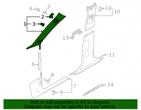 Ornament stâlp față stânga sus Audi A5 F5 17-24 5D pentru difuzor gri închis