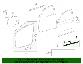 Уплотнитель двери передней левой нижний Toyota Sequoia 08-16