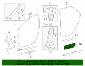 Garnitură exterioară spate dreapta a pragului Lexus RX350L RX450hL 18-22 lung negru