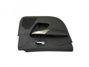 Ornamente ușă, stânga față, Jeep Cherokee KL 19-22, negre, cu inserție din piele neagră, cotieră din piele, bandaj gri, cu mâner, uzate