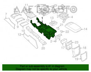 Консоль центральная подлокотник и подстаканники Chrysler 300 11-14 дорест