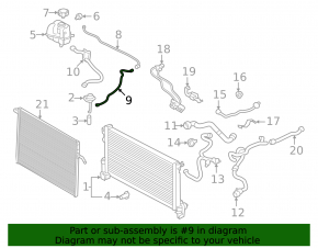 Conductă de retur de răcire către rezervorul radiatorului unui Volvo XC60 18-26 B6 