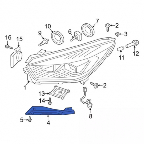 Крепление переднего бампера под фарой левое Ford Escape MK3 17-19 рест
