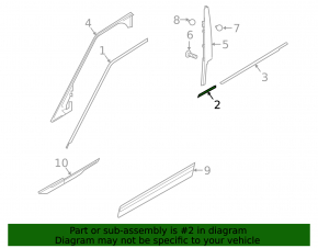 Ornamente geam ușă, central față dreapta, Land Rover Range Rover Velar 18-23, negru lucios, scurtă, fixare ruptă
