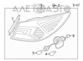 Фонарь внешний крыло правый Hyundai Elantra AD 19-20 LED с накладкой