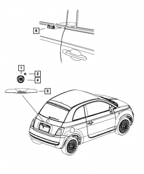 Эмблема двери багажника Fiat 500 12-19