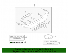 Emblemă inscripționată Outback pe portbagaj Subaru Outback 10-14