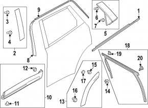 Ornamente geam ușă, centru spate stânga, Mazda CX-90 24-26