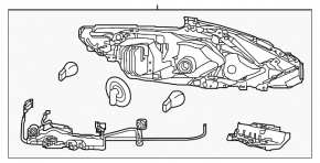 Фара передняя левая Nissan Altima 16-18 ксенон + LED DRL, темная