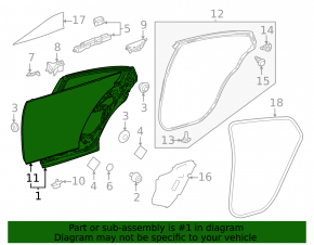 Дверь голая задняя левая Toyota Prius 23-26