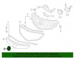 Эмблема решетки радиатора grill Acura RDX 13-18 Without distance sensor