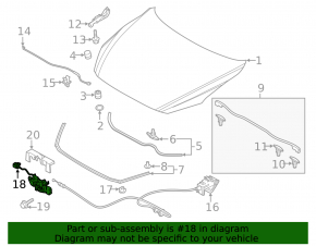 Încuietoare capotă Mazda 3 17-18 BM pentru i-eloop