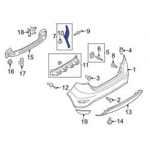 Suport bara spate dreapta exterior Ford Fiesta 11-19 5d