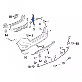 Suport bara spate dreapta exterior Ford Fiesta 11-19 5d