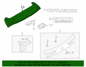 Спойлер двери багажника Mitsubishi Outlander 22-26
