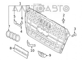Решетка радиатора в сборе Audi A5 F5 18-19 черный глянец+хром