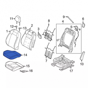 Водительское сиденье Ford Mustang mk6 18-23 без AIRBAG, механическое, купе, черное, ткань, под химчистку, потерто