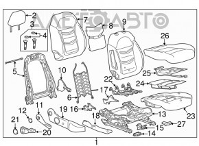 Пассажирское сидение Chevrolet Volt 16- без airbag, кожа черн