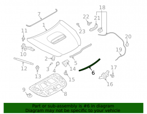 Уплотнитель капота передний Subaru Outback 10-14
