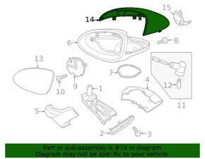 Зеркало боковое правое в сборе Porsche Cayenne 958 11-15 BSM