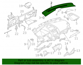 Накладка передней панели верхняя Ford Edge 19-24 черная