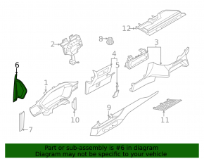 Накладка передней панели боковая левая Ford Escape MK4 20-26 черная