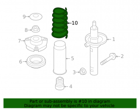 Пружина передняя правая VW Beetle 12-19 жесткость 2 зеленые, оранжевая, синяя