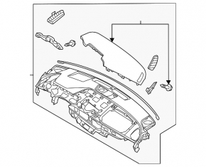 Торпедо передняя панель без AIRBAG Hyundai Sonata 20-23 черная