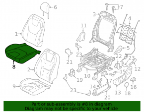 Водительское сидение Ford Edge 15-24 с airbag, электро, подогрев, кожа черная, SEL