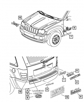 Эмблема Jeep двери багажника Jeep Compass 11-16 тип 1