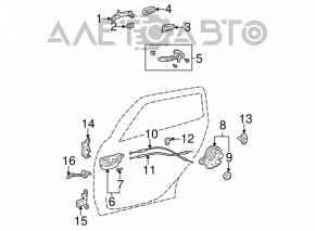 Петля двери верхняя задняя правая Toyota Corolla e12 02-08 5d 4d