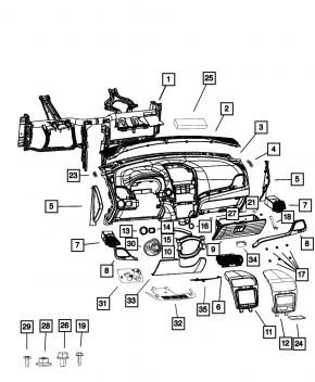 Торпедо передняя панель без AIRBAG Dodge Journey 11-20 черная
