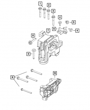 Кронштейн подушки двигателя правый Jeep Cherokee KL 19-23 2.0T