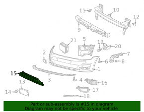 Grilă inferioară a barei față VW Golf 18-21 cu structură neagră, cromată