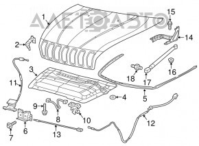 Крючок замка капота Jeep Cherokee KL 14-18