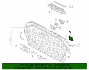 Крепление площадки номерного знака левое Audi A4 B9 20-25