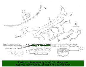 Emblema portbagajului OUTBACK al usii Subaru Outback 20-