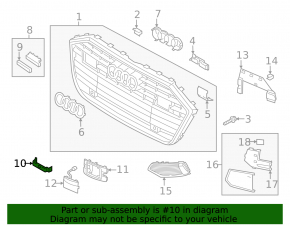 Крепление площадки номера решетки радиатора grill левое Audi A6 C8 19-24 структура