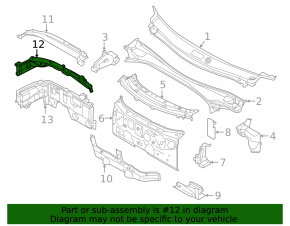 Перегородка моторного отсека BMW X1 F48 16-22 B46 верхняя, задняя часть, тип 2