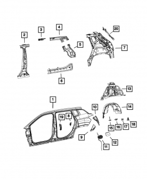 Подкрылок задний левый Jeep Compass 17-18
