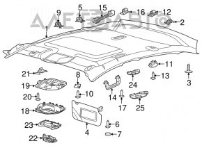 Козырек левый Ford Focus mk3 11-18 2 фонаря серый, с управлением