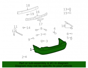 Бампер задний голый Toyota Camry 02-06