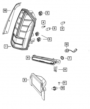 Фонарь правый Chrysler 300 12-14 с хром полоской